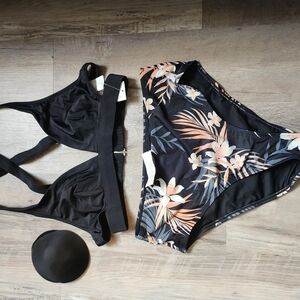 Floral Black Bikini Set